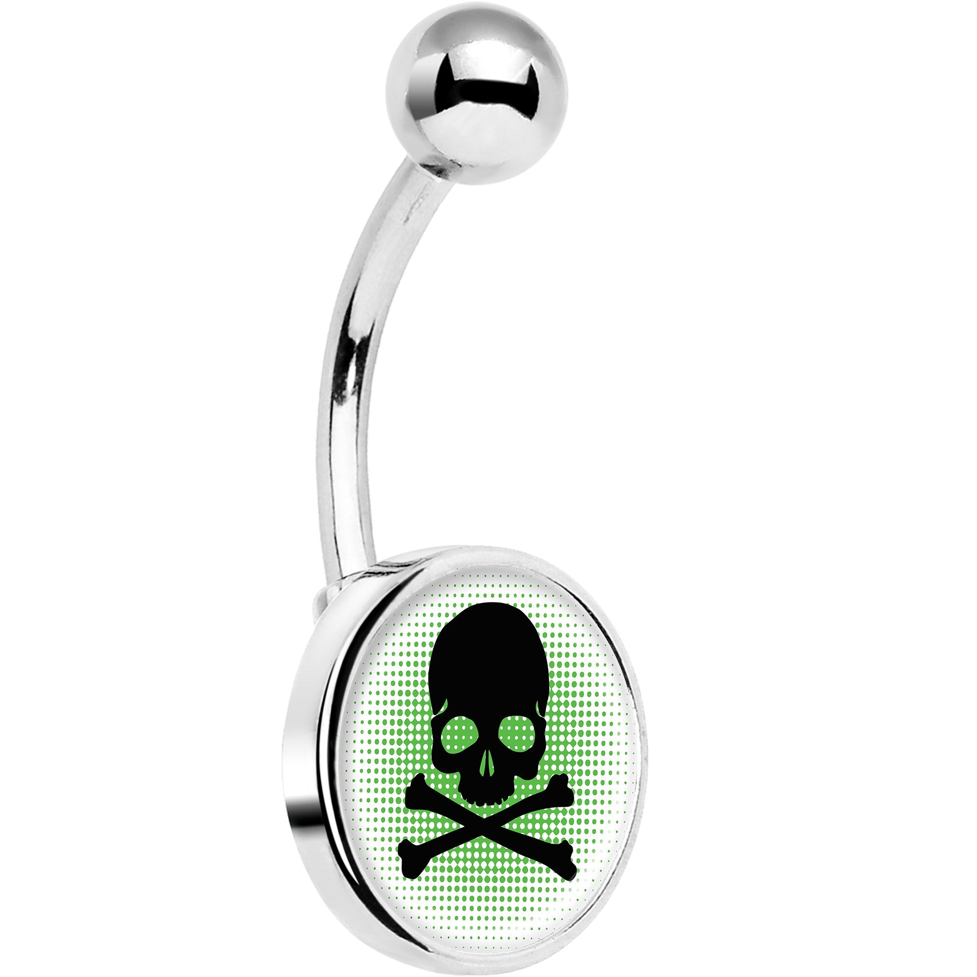 Green Black Skull Hypoallergenic Stainless Steel Belly Ring