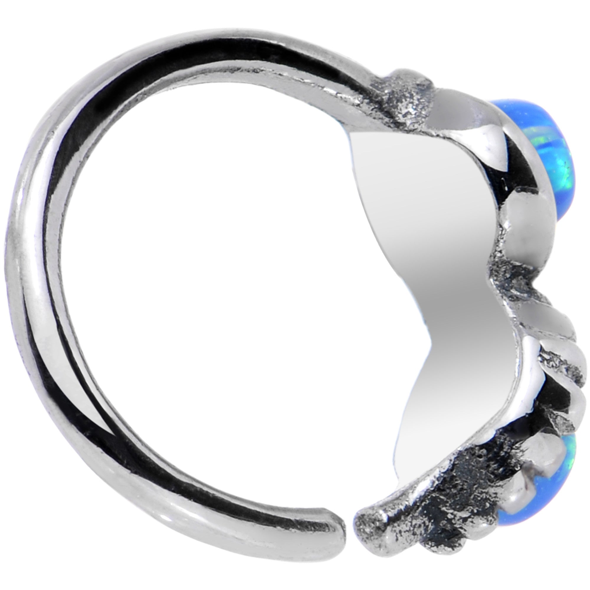 18 Gauge 5/16 Blue Synthetic Opal Duet Seamless Circular Ring