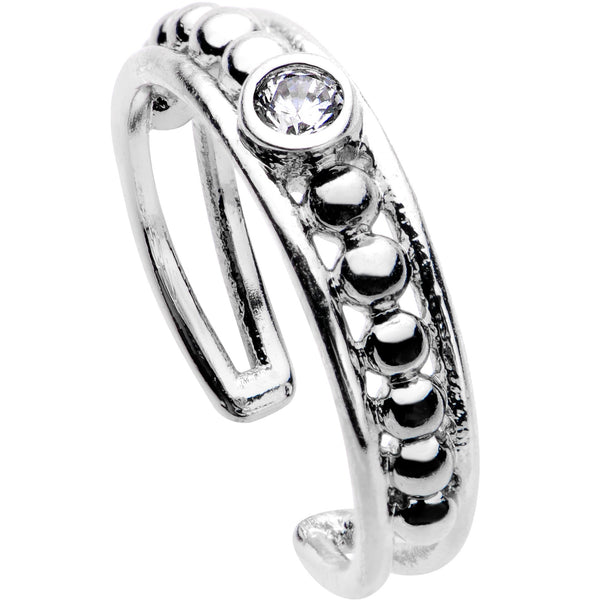 Clear CZ Gem Silver Plated Cocktail Party Toe Ring