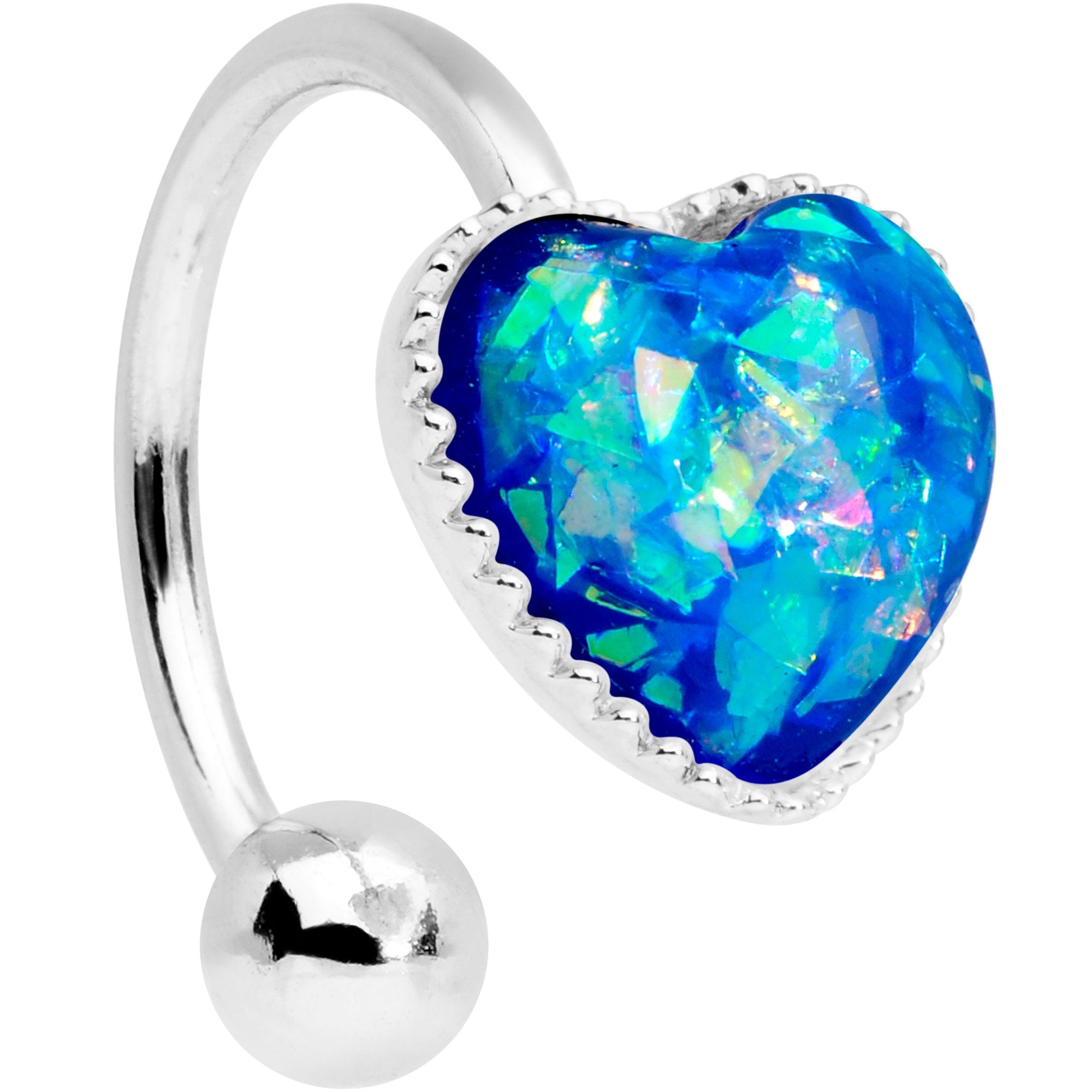 Blue Faux Opal Sacred Heart Non Pierced Ear Cuff