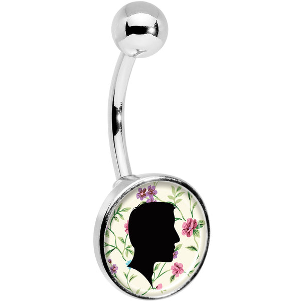 Man Floral Silhouette Belly Ring