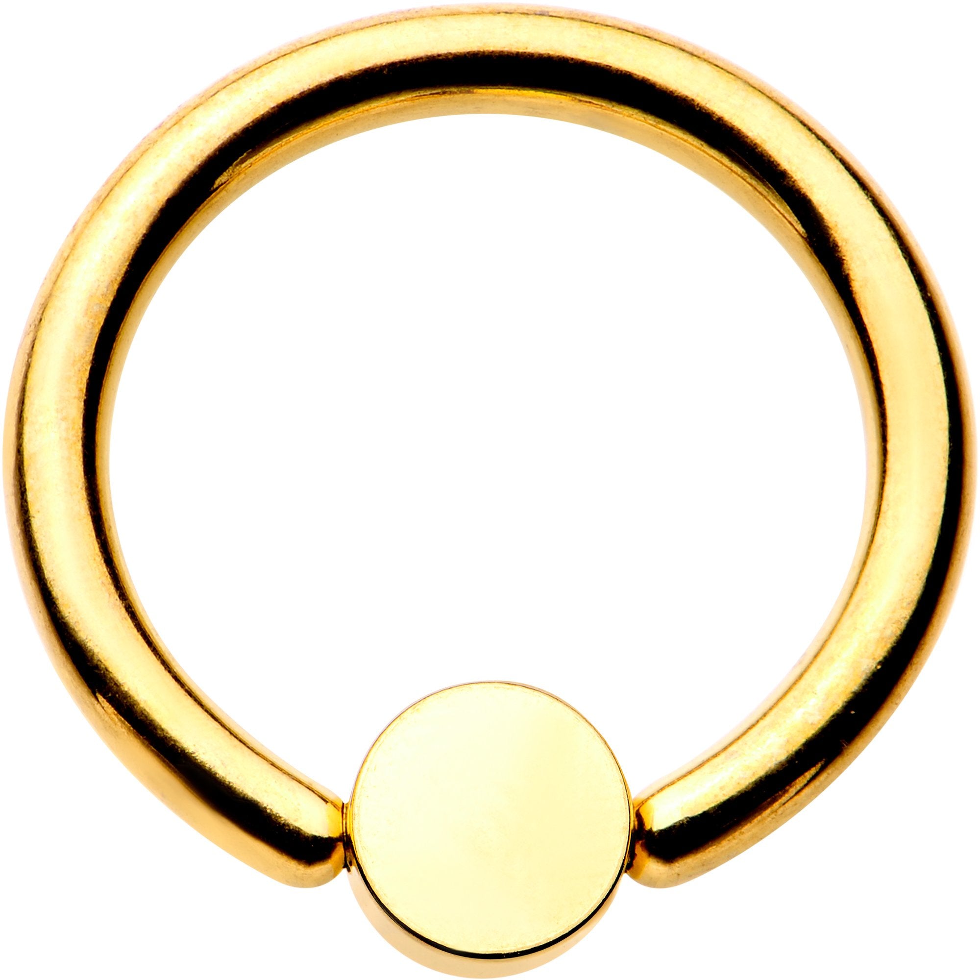 14G 3/8 Purple 4mm Faux Opal Gold IP Disc BCR Captive Ring