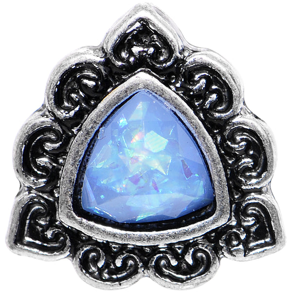 16 Gauge Iridescent Blue Faux Opal Ornate Tragus Cartilage Earring