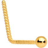2mm Ball End Gold IP So Twisted L Shaped Nose Ring