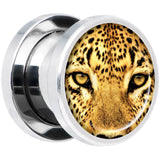 Full Color Leopard Eyes Steel Screw Fit Plug Set 00 Gauge