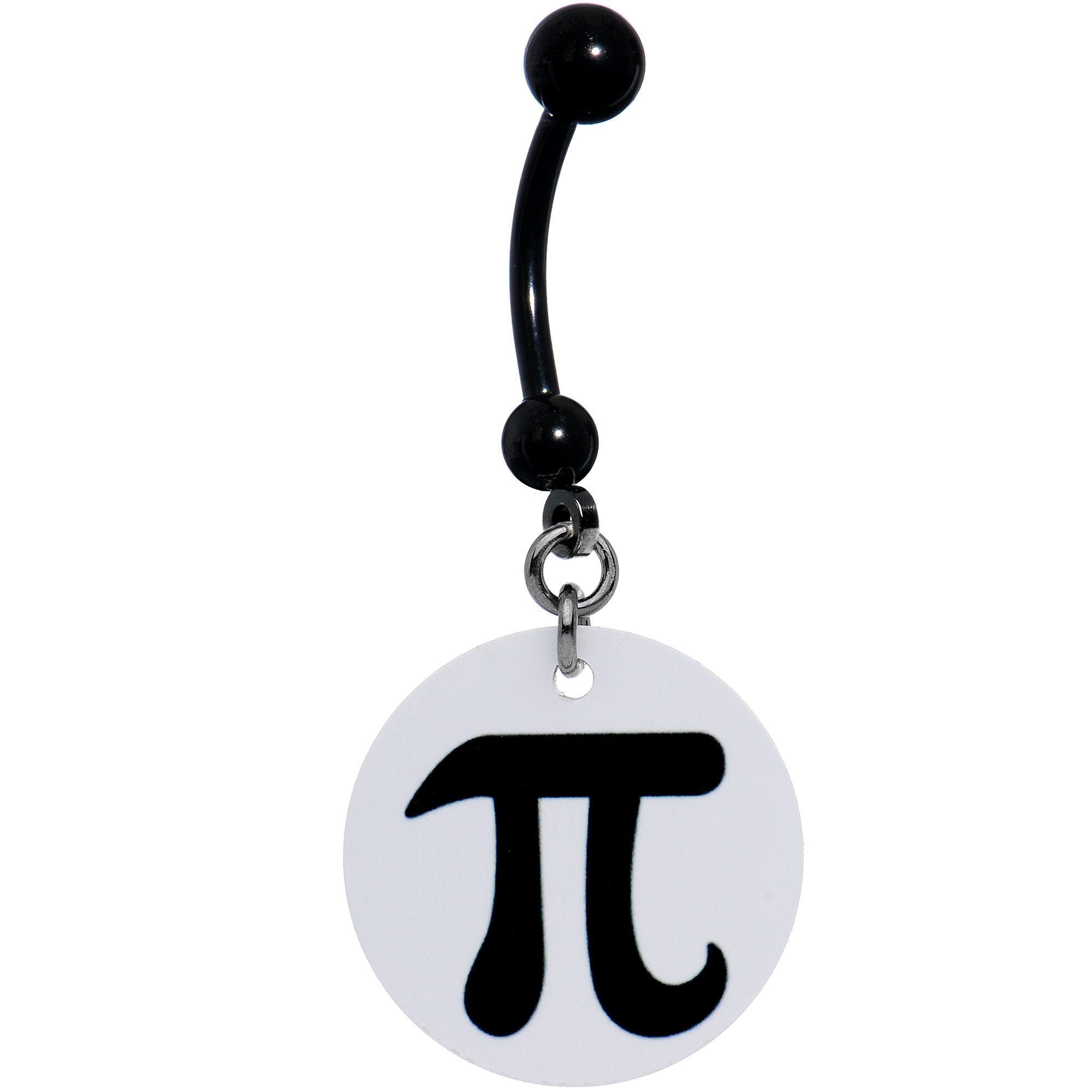 Handcrafted Mathematical Symbol Pi Black Dangle Belly Ring