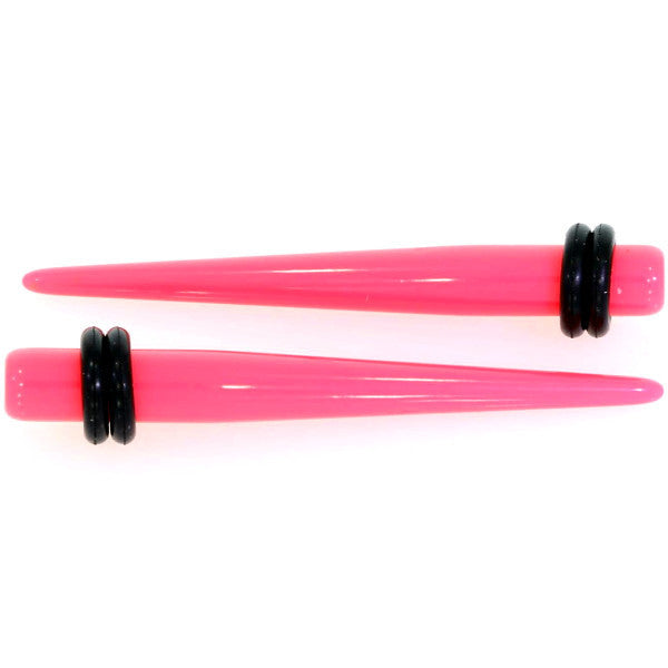14G to 00G 18 Piece Ear Stretching Kit in Pink Acrylic Set