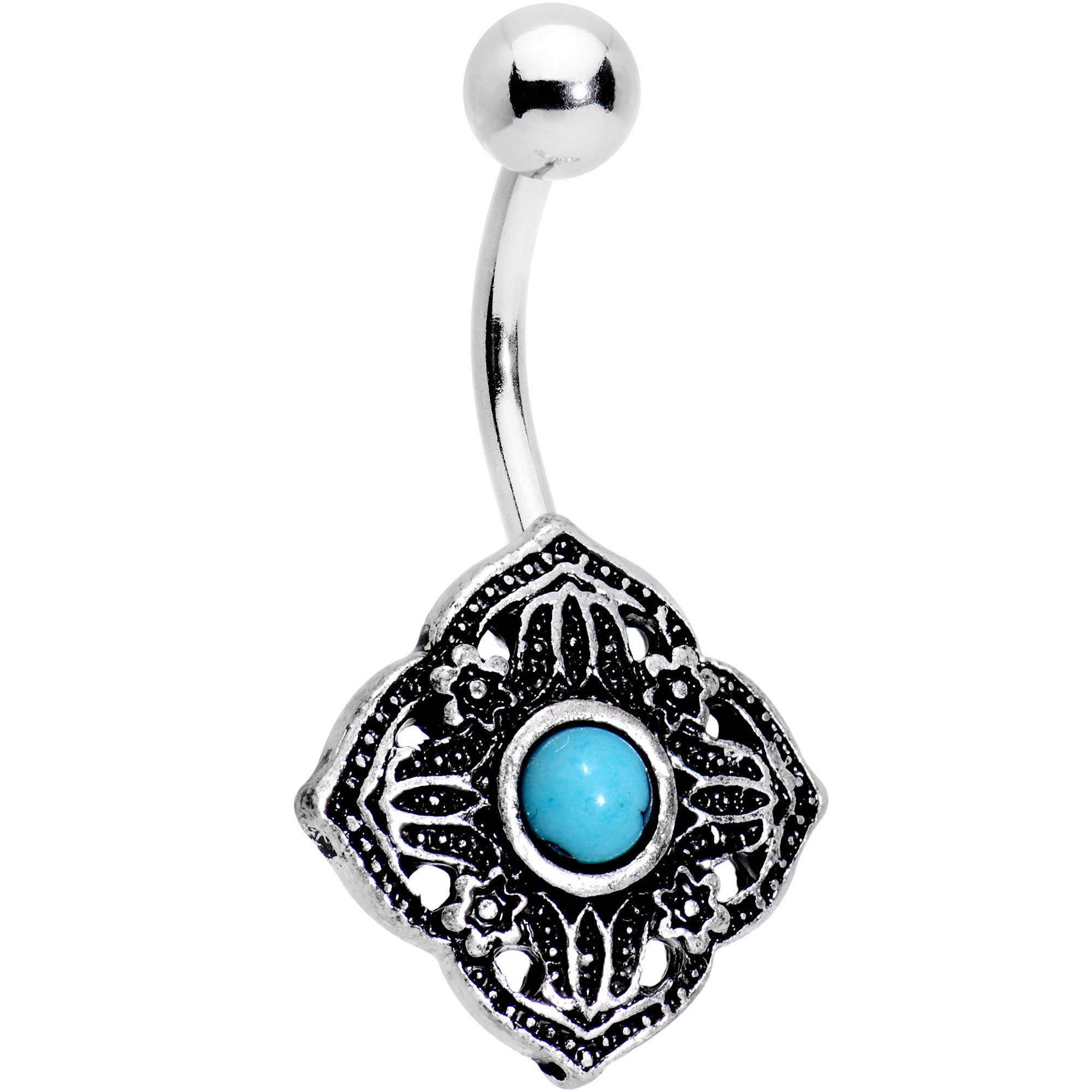Blue Orb Southwestern Symbol of Simplicity Belly Ring