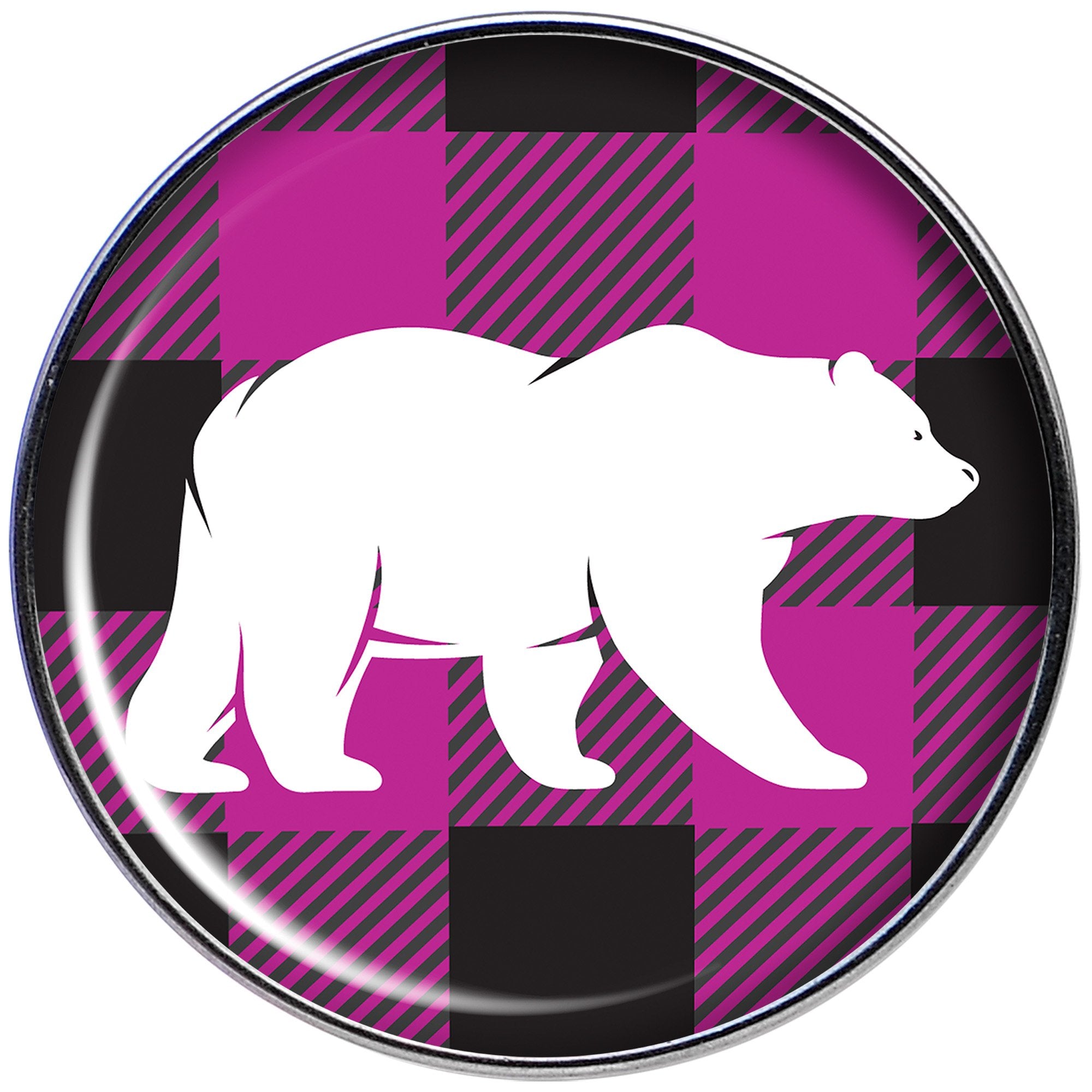 Pink Black Plaid Polar Bear Barbell Tongue Ring