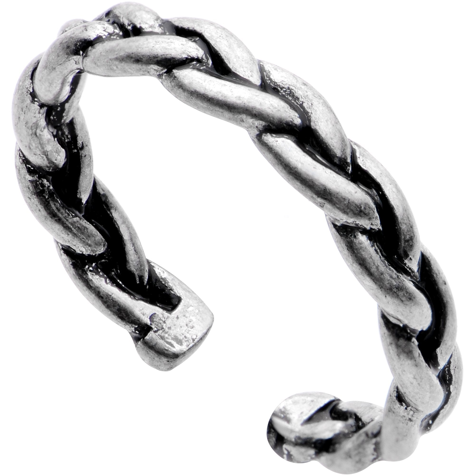 Silver Plated Braided Rope Toe Ring