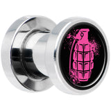 Pink Grenade Steel Screw Fit Plug Set 2 Gauge