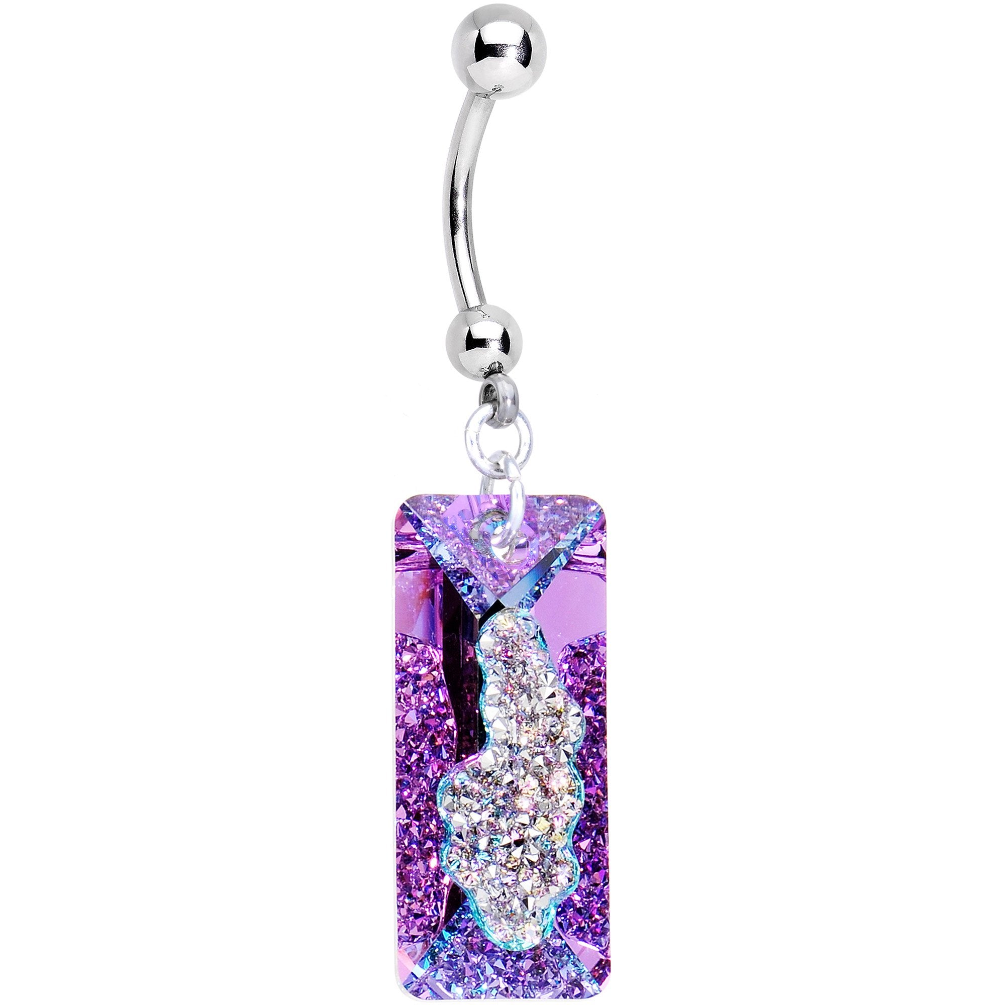 Vitrail Druzy Belly Ring Created with Crystals