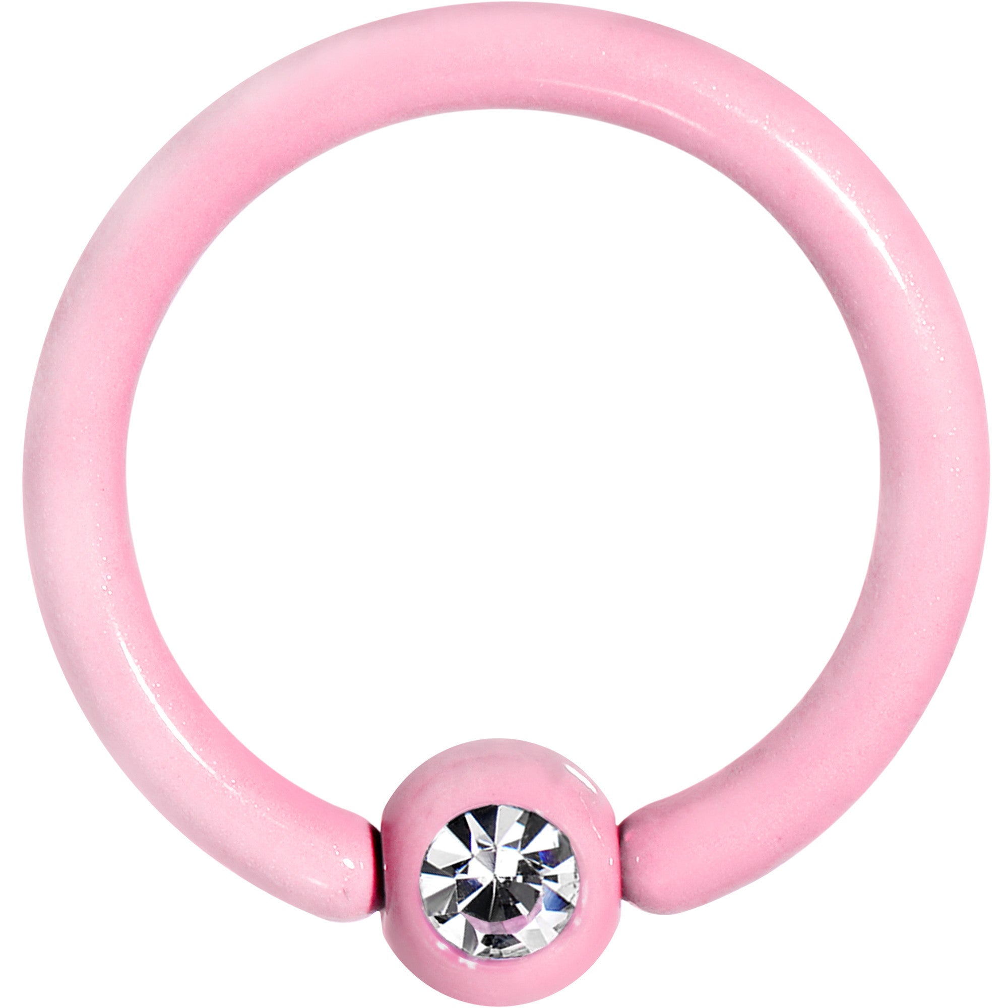 16 Gauge 3/8 Clear Gem Light Pink Acrylic Over Steel Captive Ring