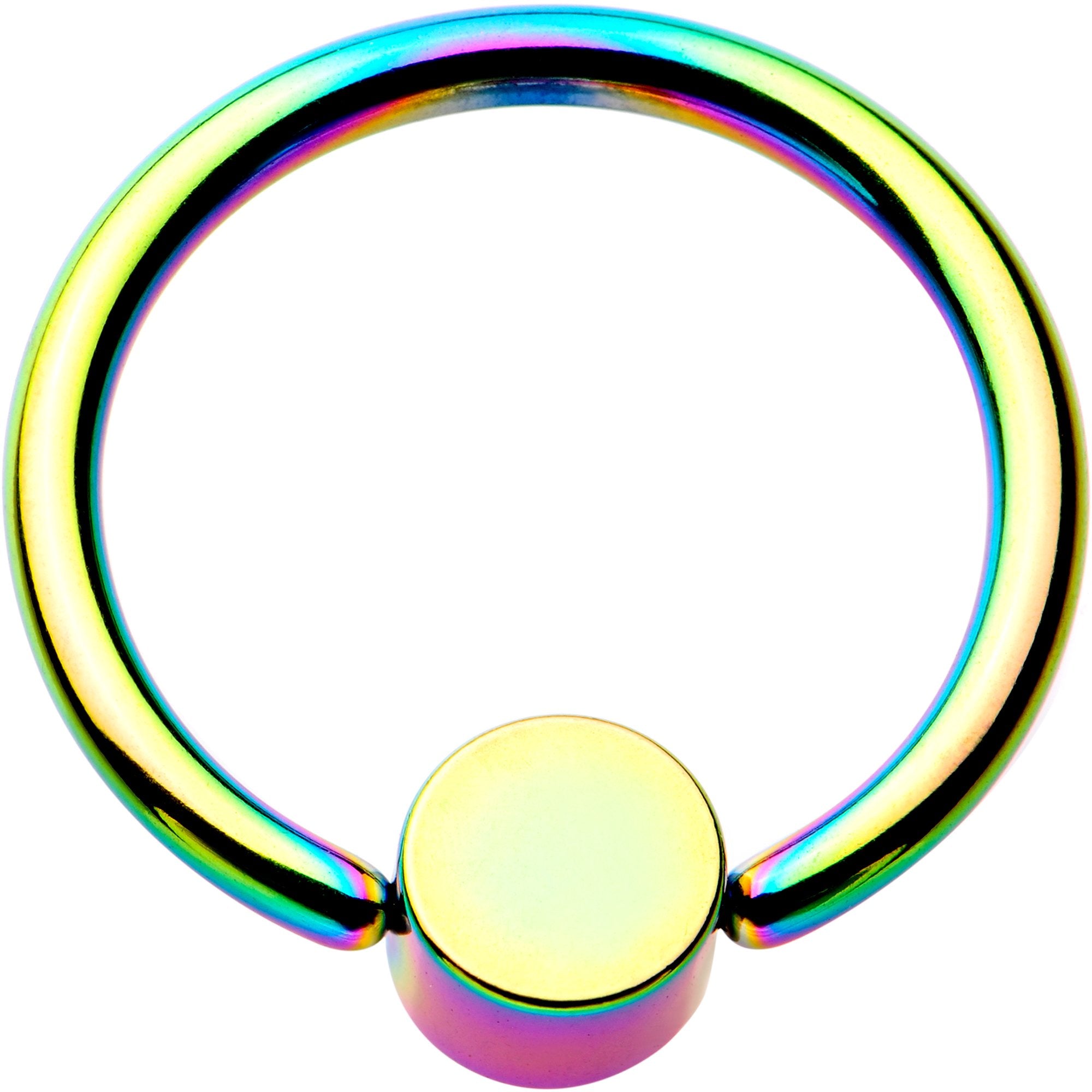 14 Gauge 1/2 Clear Gem 5mm Disc Rainbow IP BCR Captive Ring