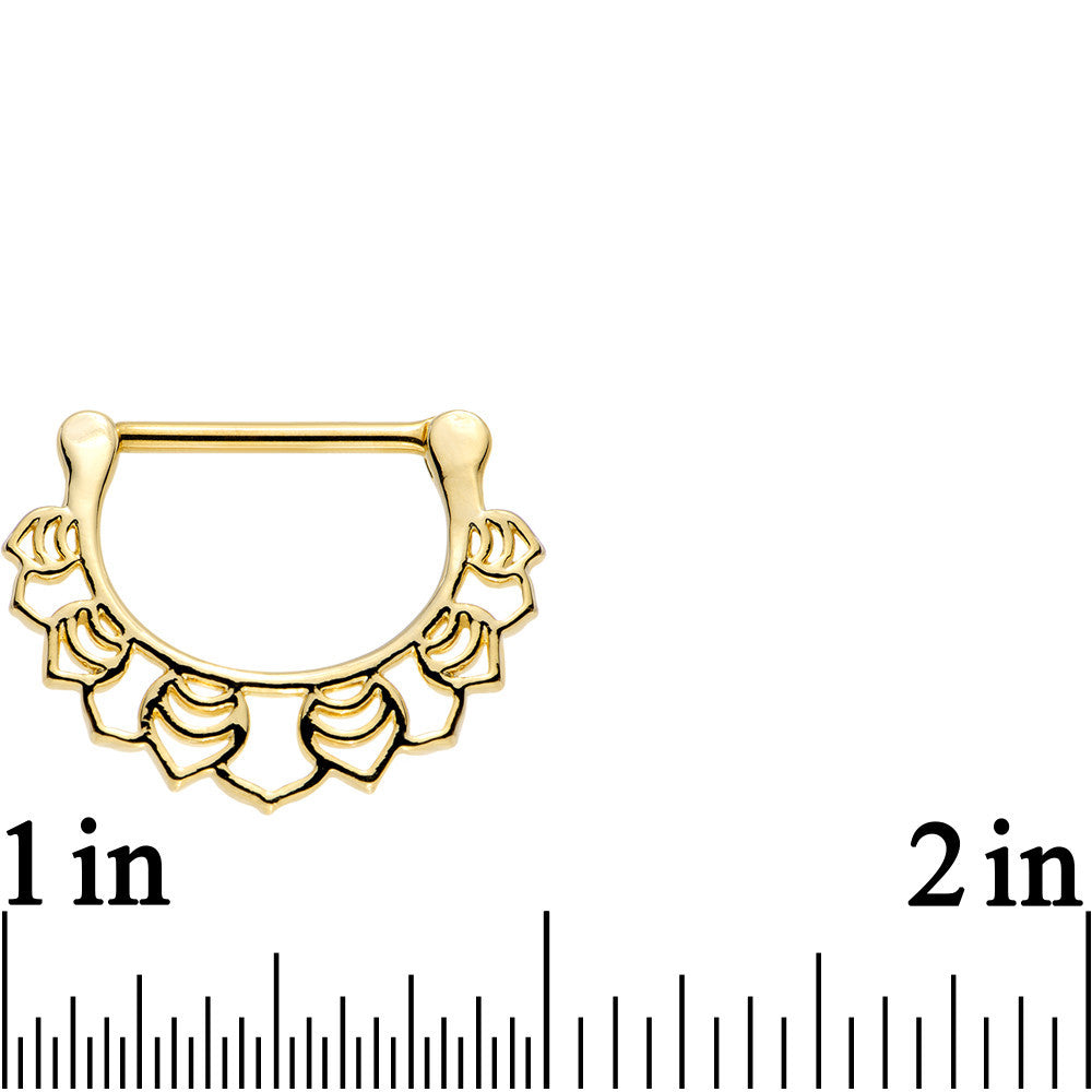14 Gauge 9/16 Gold Plated Lattice Style Leaves Nipple Clicker Set