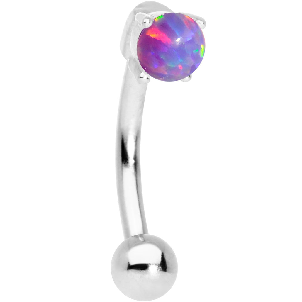 5/16" Purple Synthetic Opal Fashionista Curved Eyebrow Ring