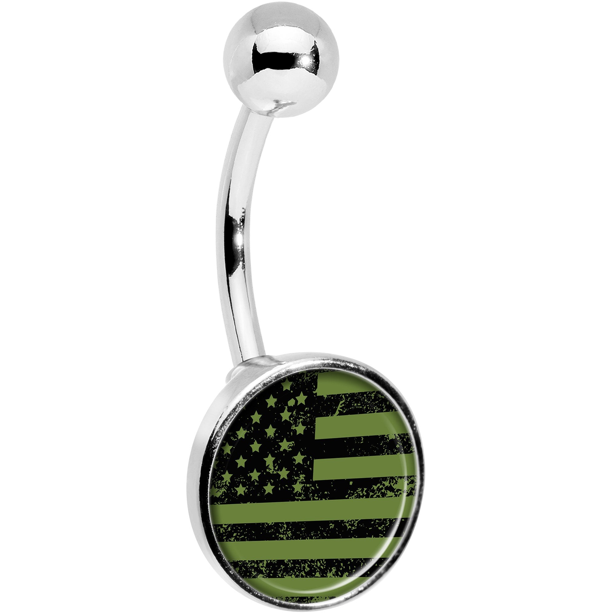 Green American Flag  Stainless Steel Belly Ring stylish jewelry