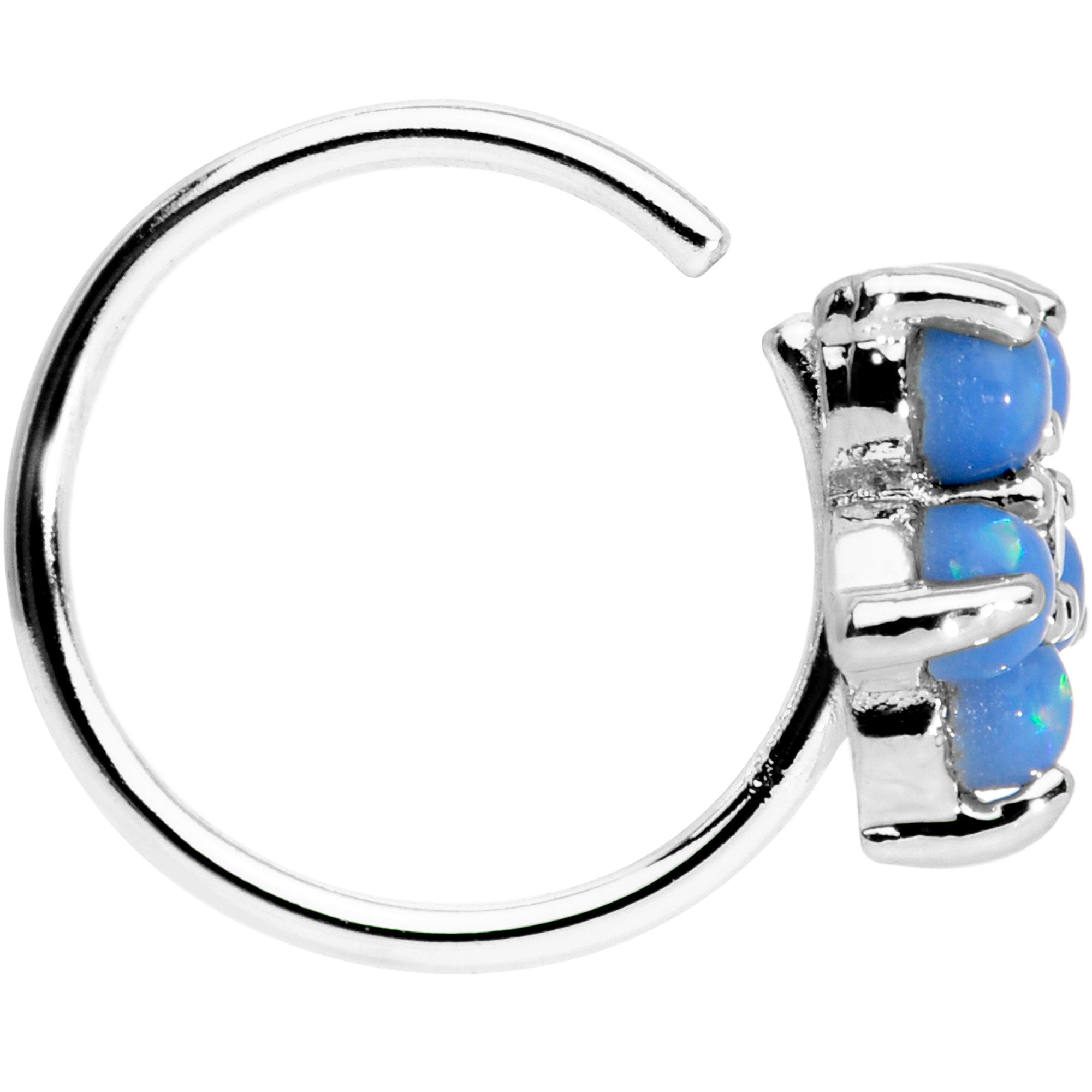 5/16 Light Blue Faux Opal CZ Flower Seamless Circular Ring