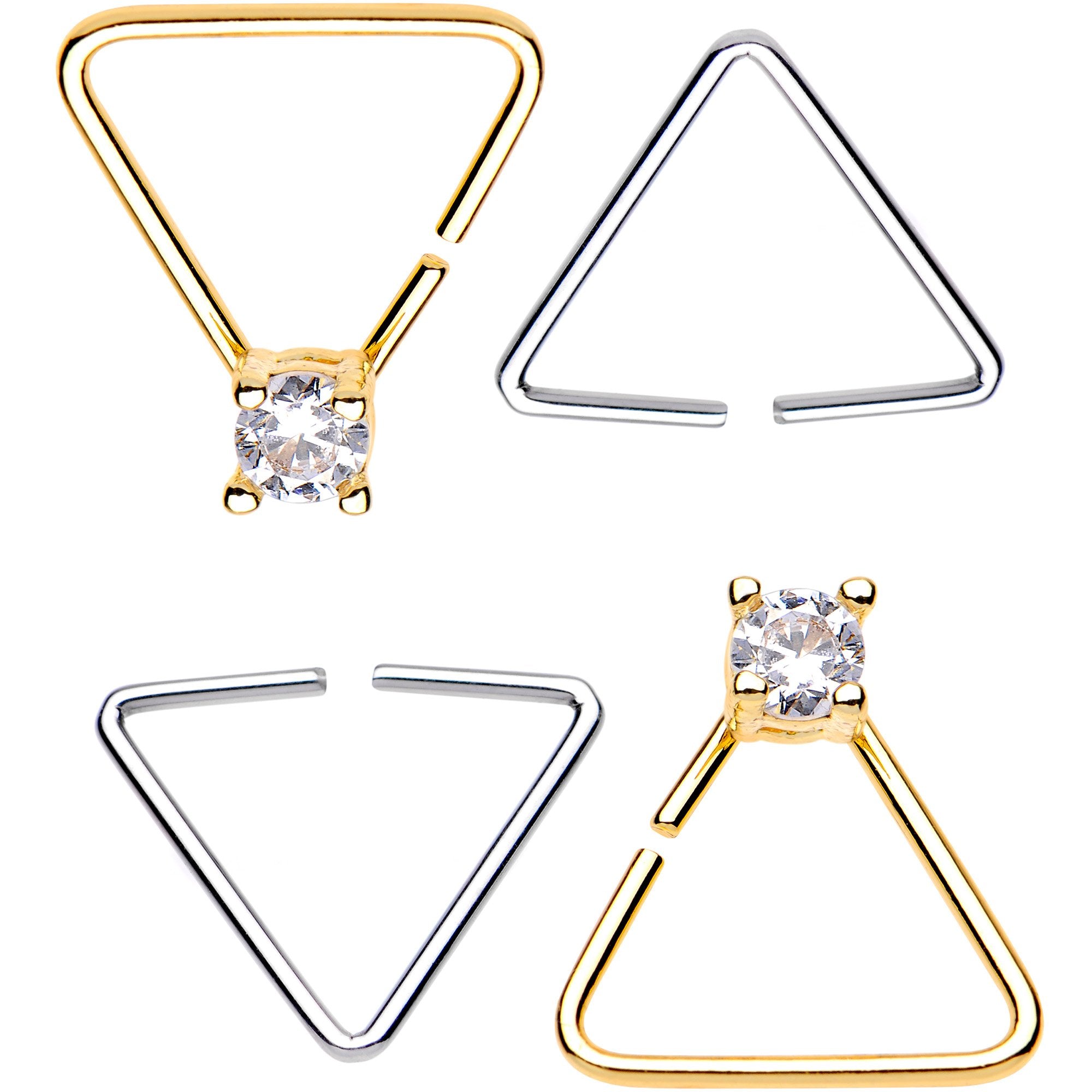 20G 3/8 Clear Gem Multi Triangle Seamless Ring Set