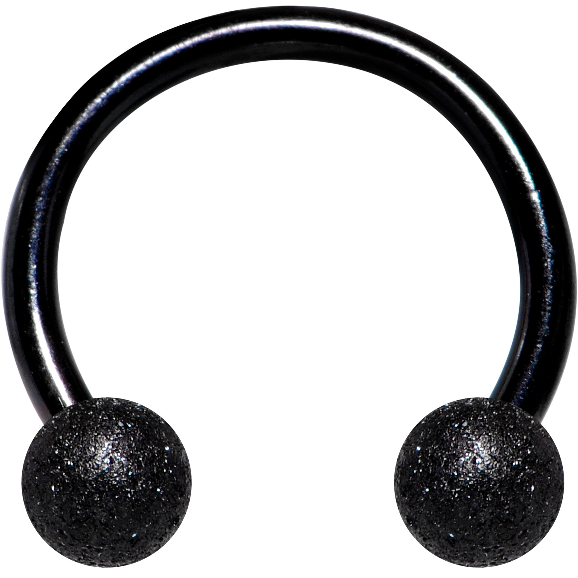 16 Gauge 5/16 Black Color PVD Textured Horseshoe Circular Barbell