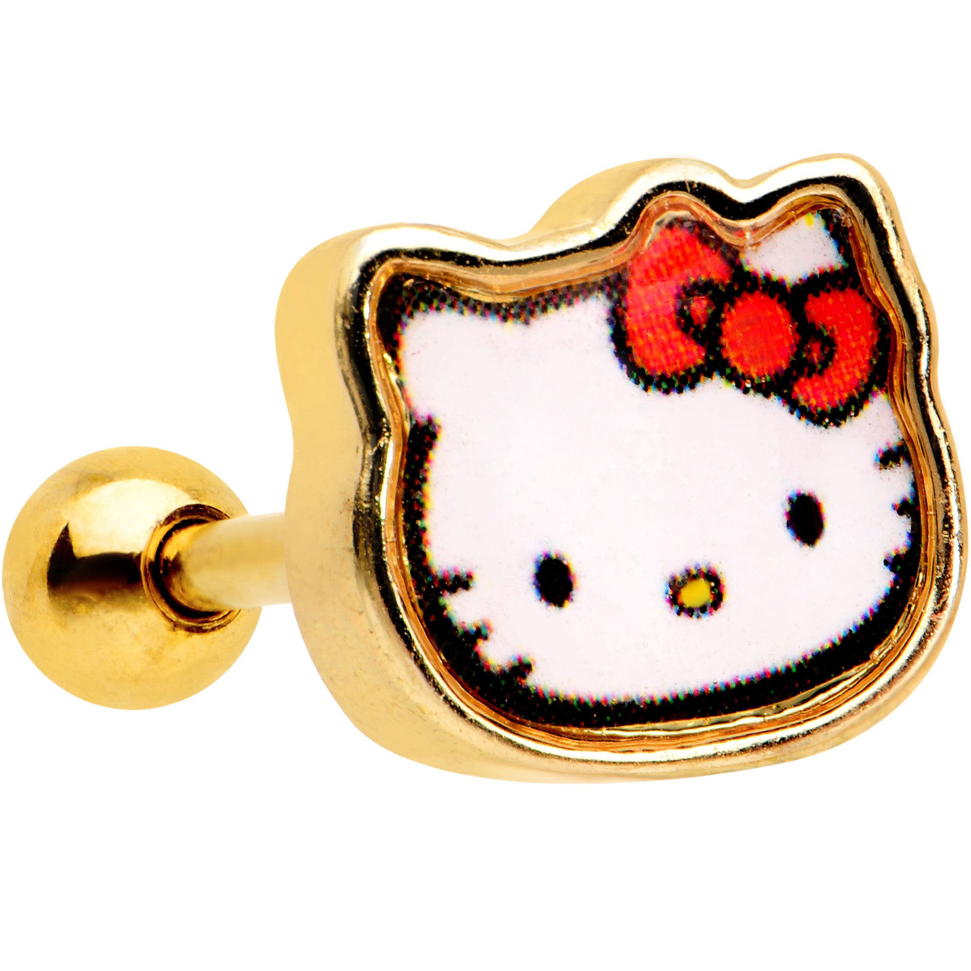 Officially Licensed Hello Kitty Cat Gold Anodized Cartilage Tragus Earring