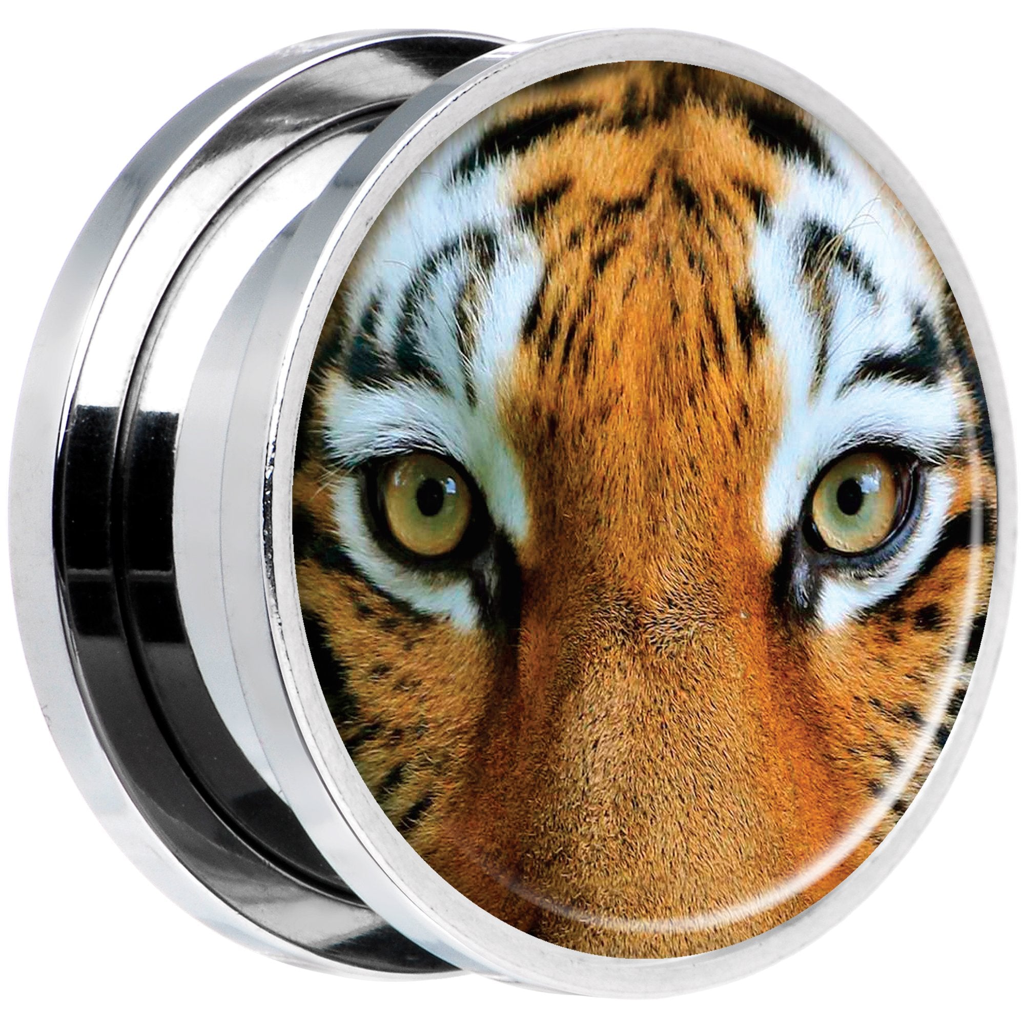 Full Color Tiger Eyes Steel Screw Fit Plug Set 18mm