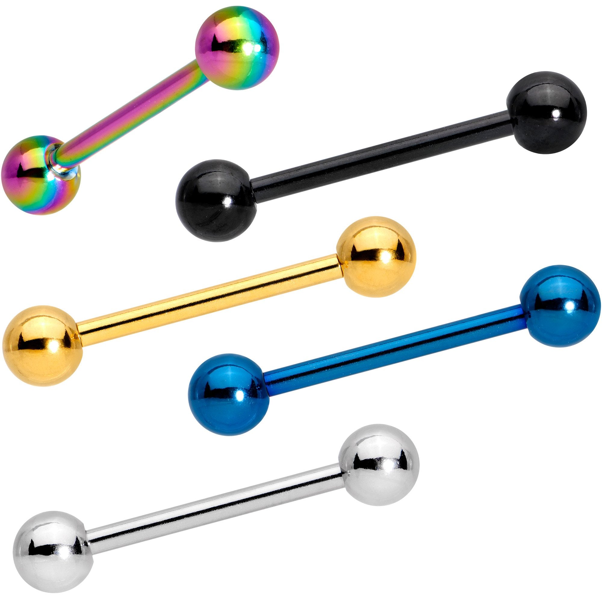 Multi Color Anodized Titanium Barbell Tongue Ring Set of 5