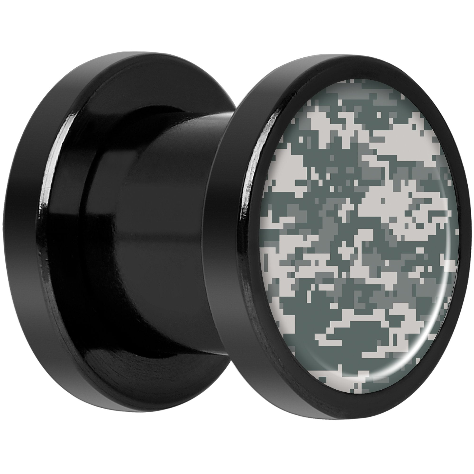 Digital Camo Print Black Anodized Screw Fit Plug Set 0G