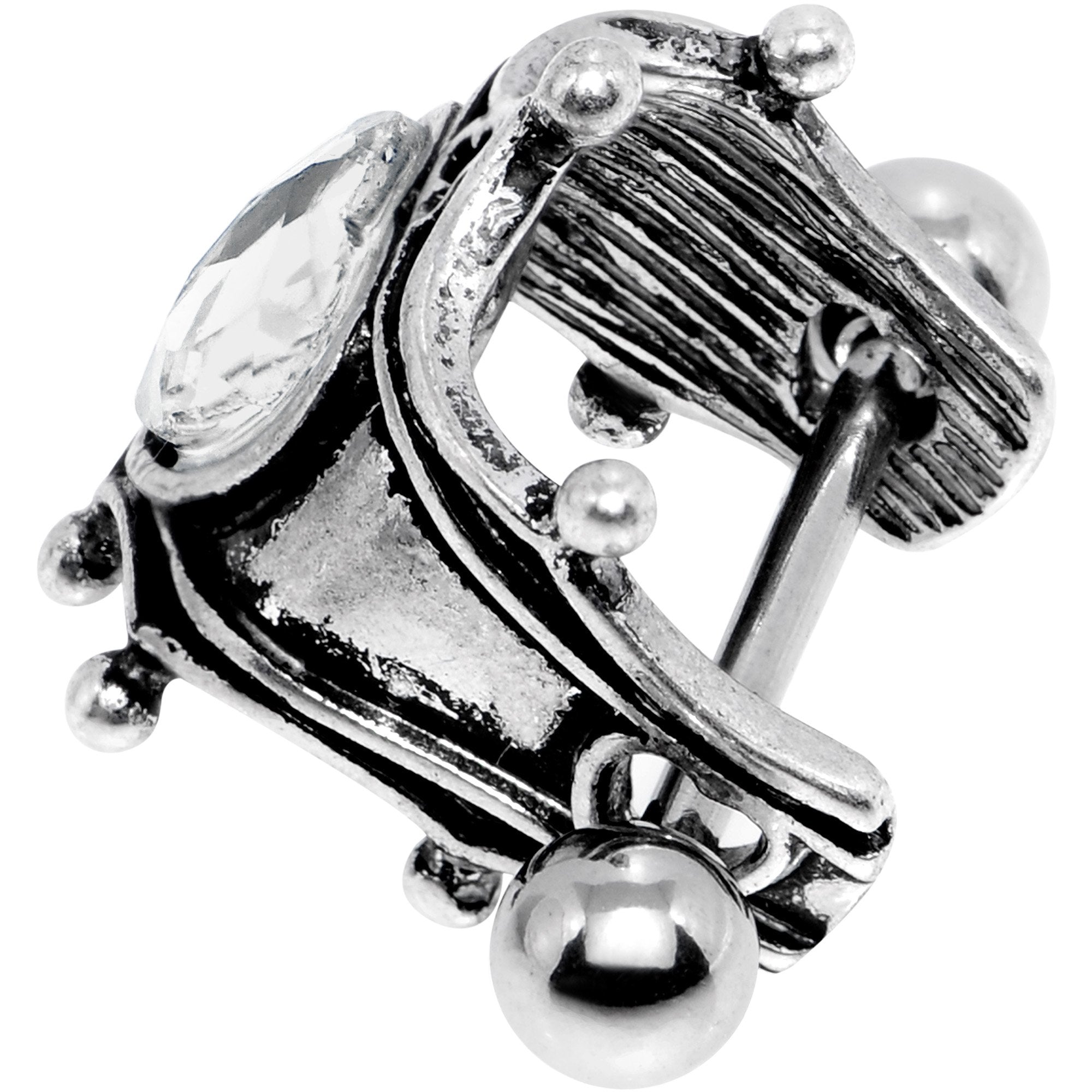 16G 1/2 Clear Gem Queen of Hearts Cuff Cartilage Earring