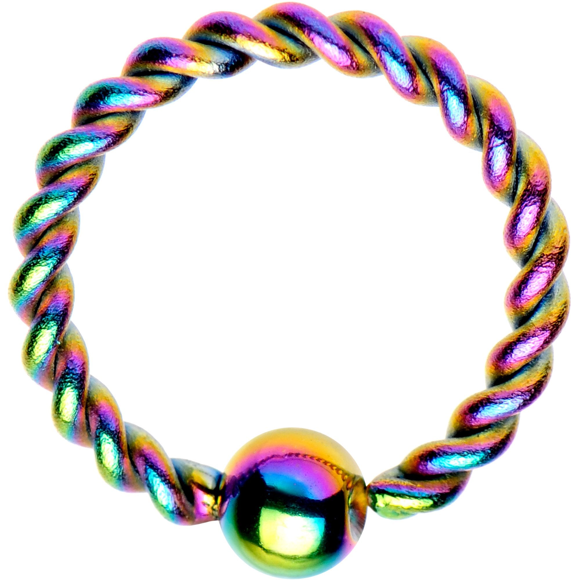 16G 5/16" Rainbow IP So Twisted Captive Style Seamless Ring