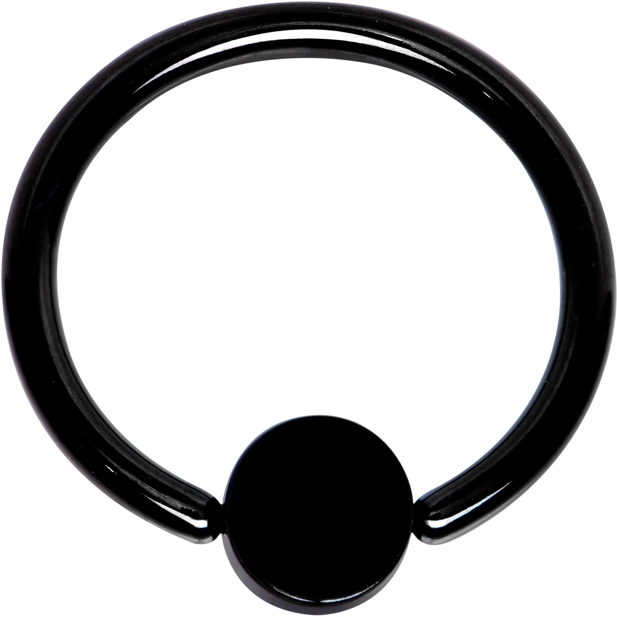 14 Gauge 1/2 Clear Gem 5mm Disc Black IP BCR Captive Ring