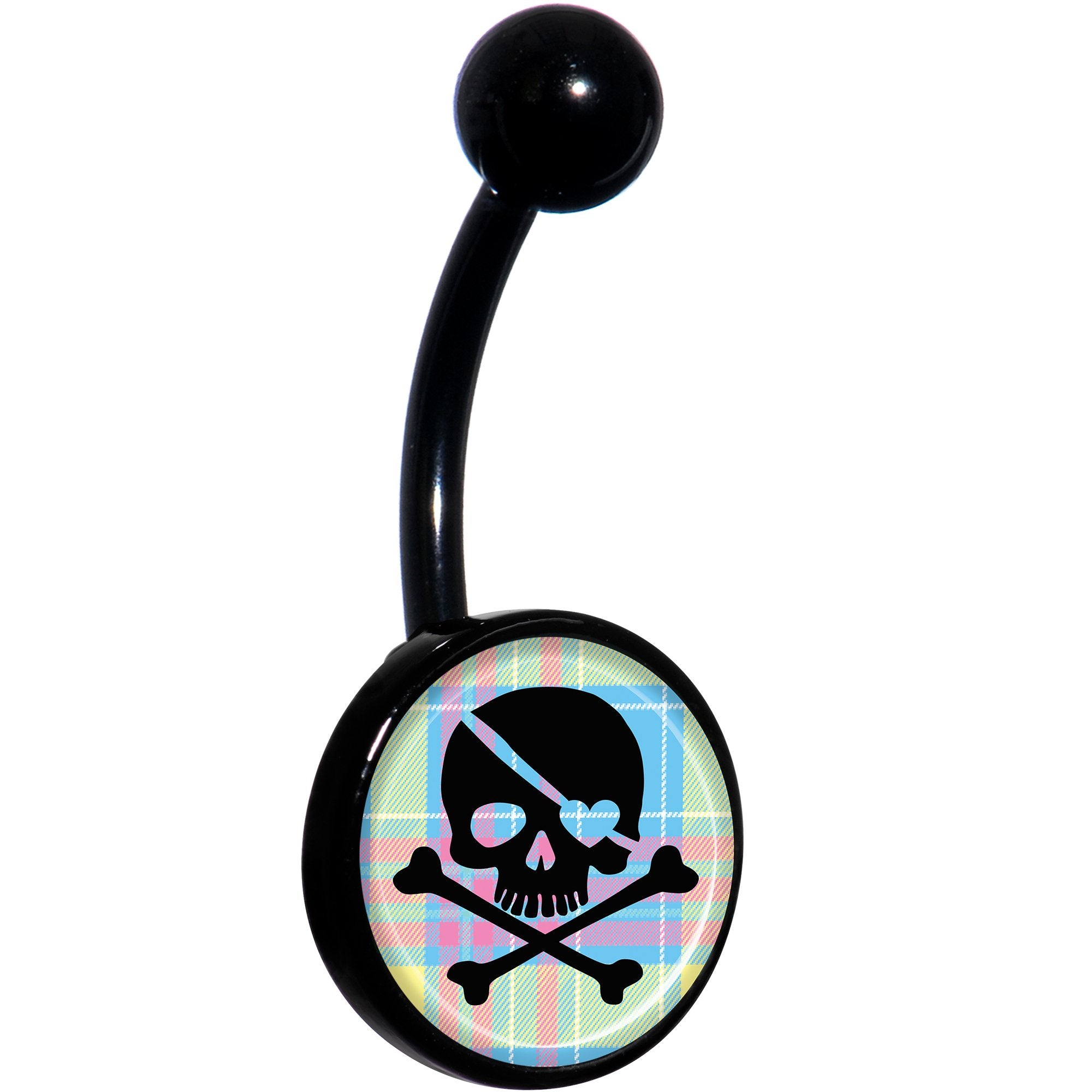 Pink Green Plaid Heart Skull Black Hypoallergenic Stainless Steel Belly Ring