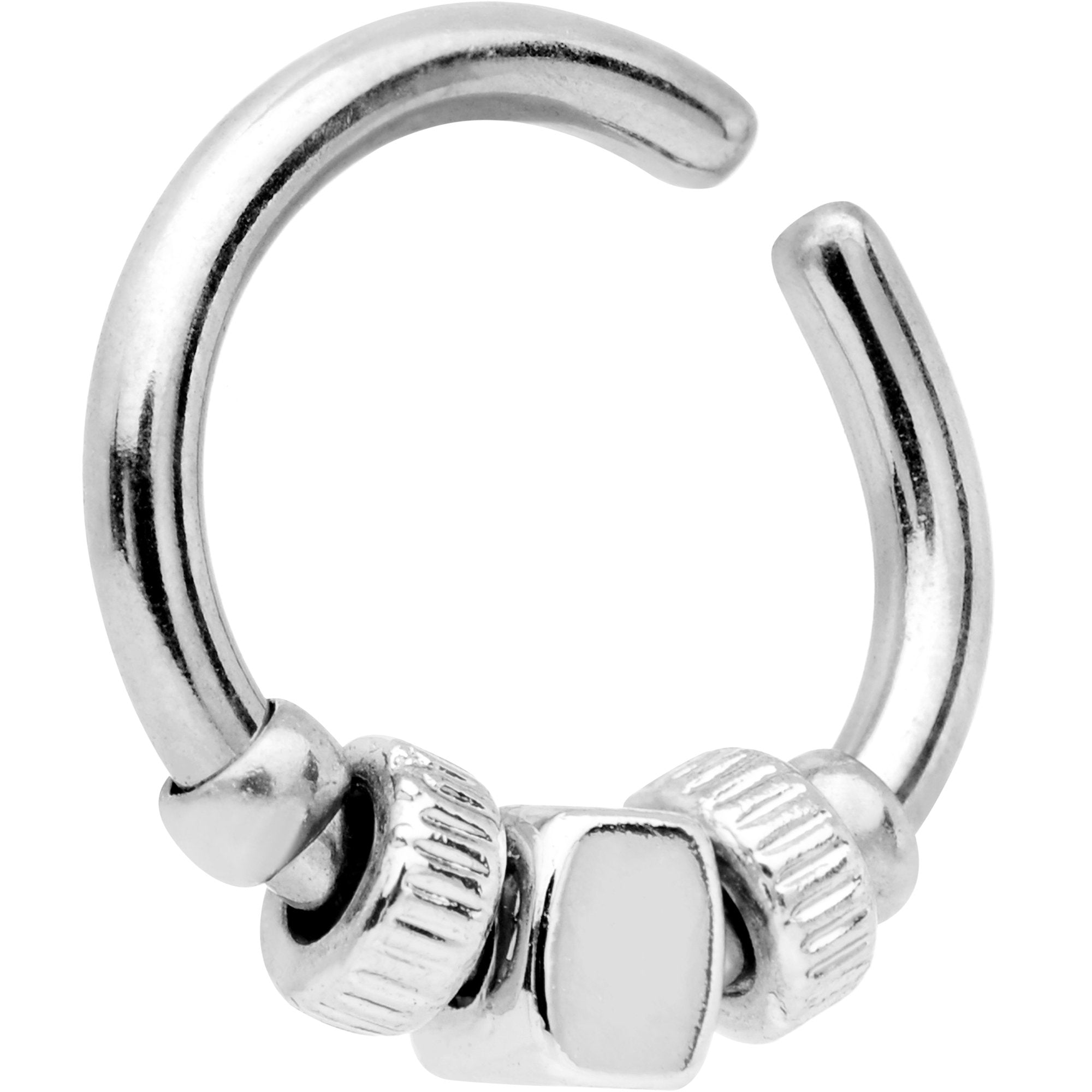 16G Silver Tone Square Bead Annealed Seamless Circular Ring