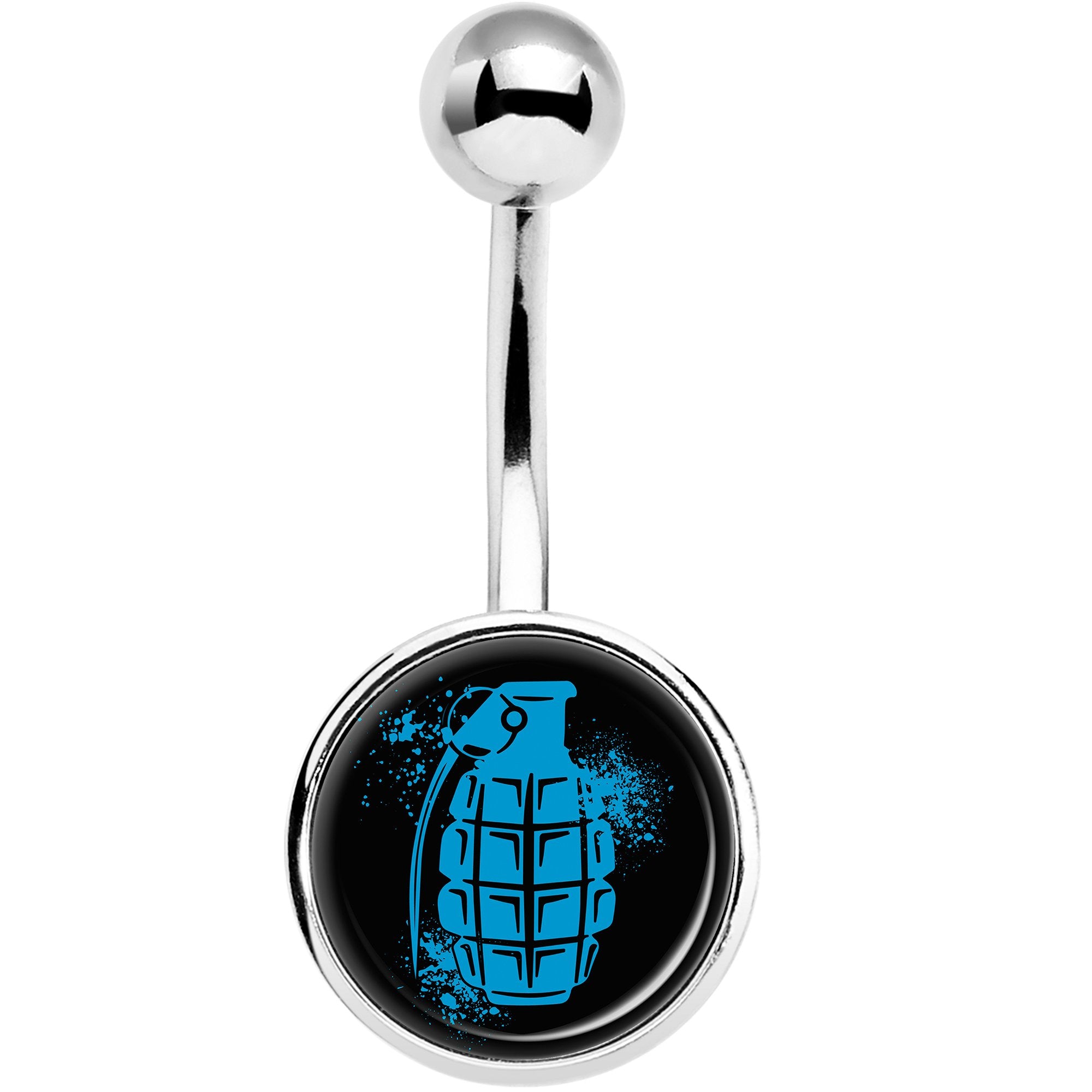 Blue Grenade  Stainless Steel Belly Ring lightweight comfortable