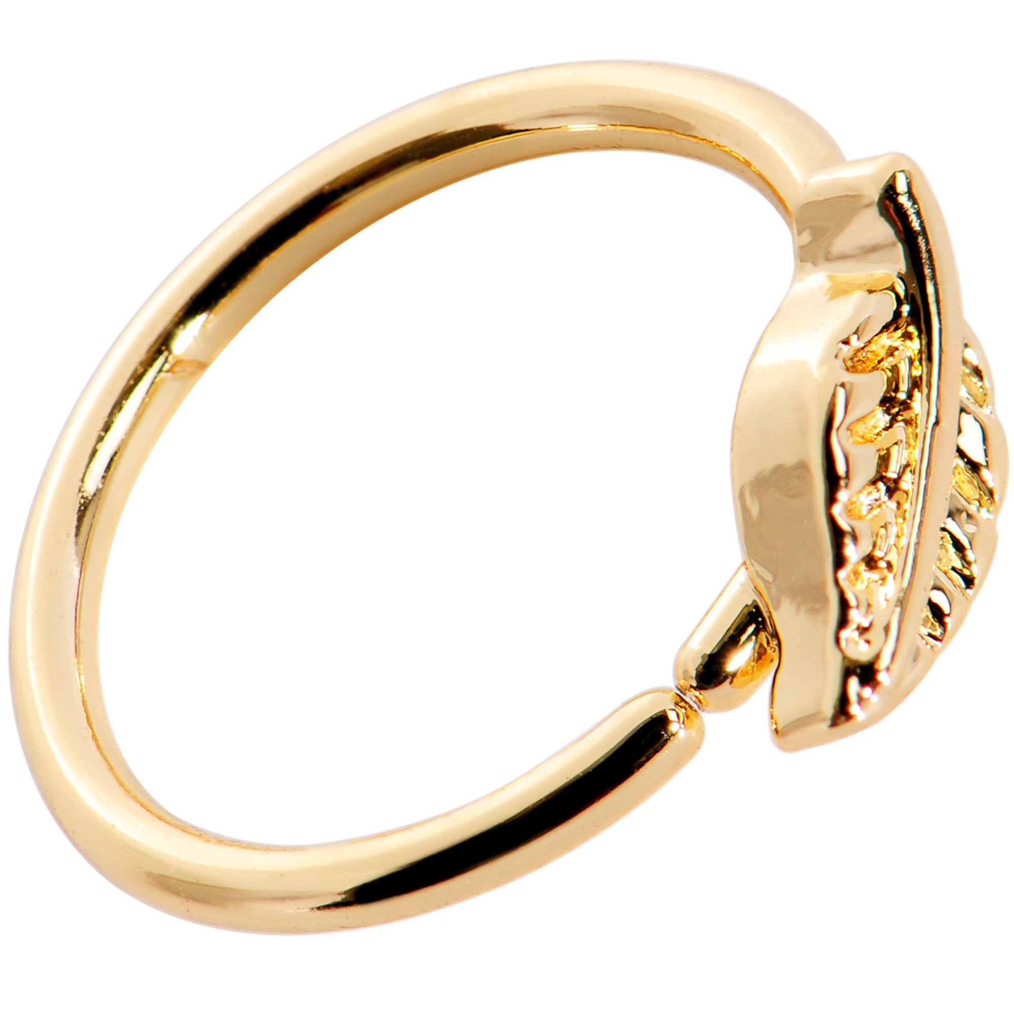 20G 5/16 Gold PVD Little Leaf Seamless Circular Ring