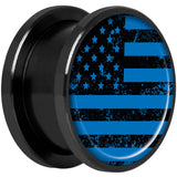 Blue American Flag Black Anodized Screw Fit Plug Set 5/8