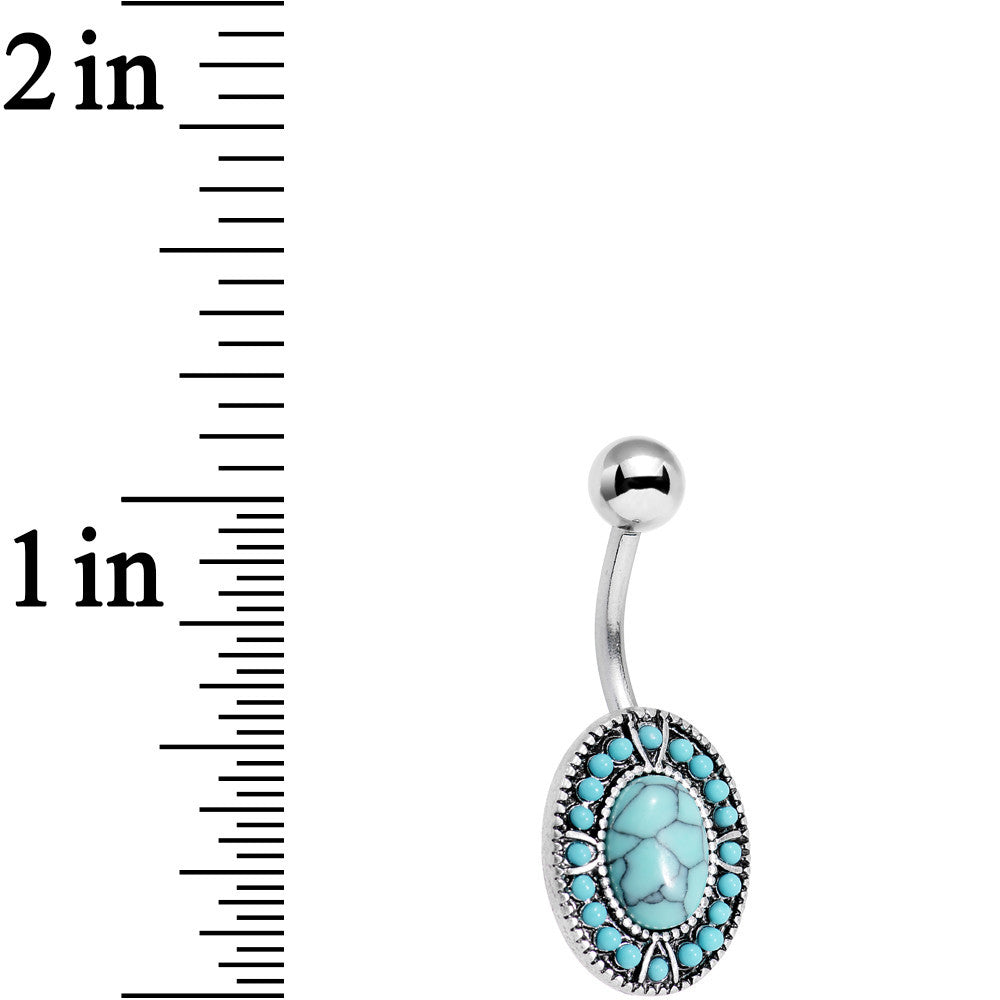 Faux Turquoise Southwestern Simplicity Oval Belly Ring