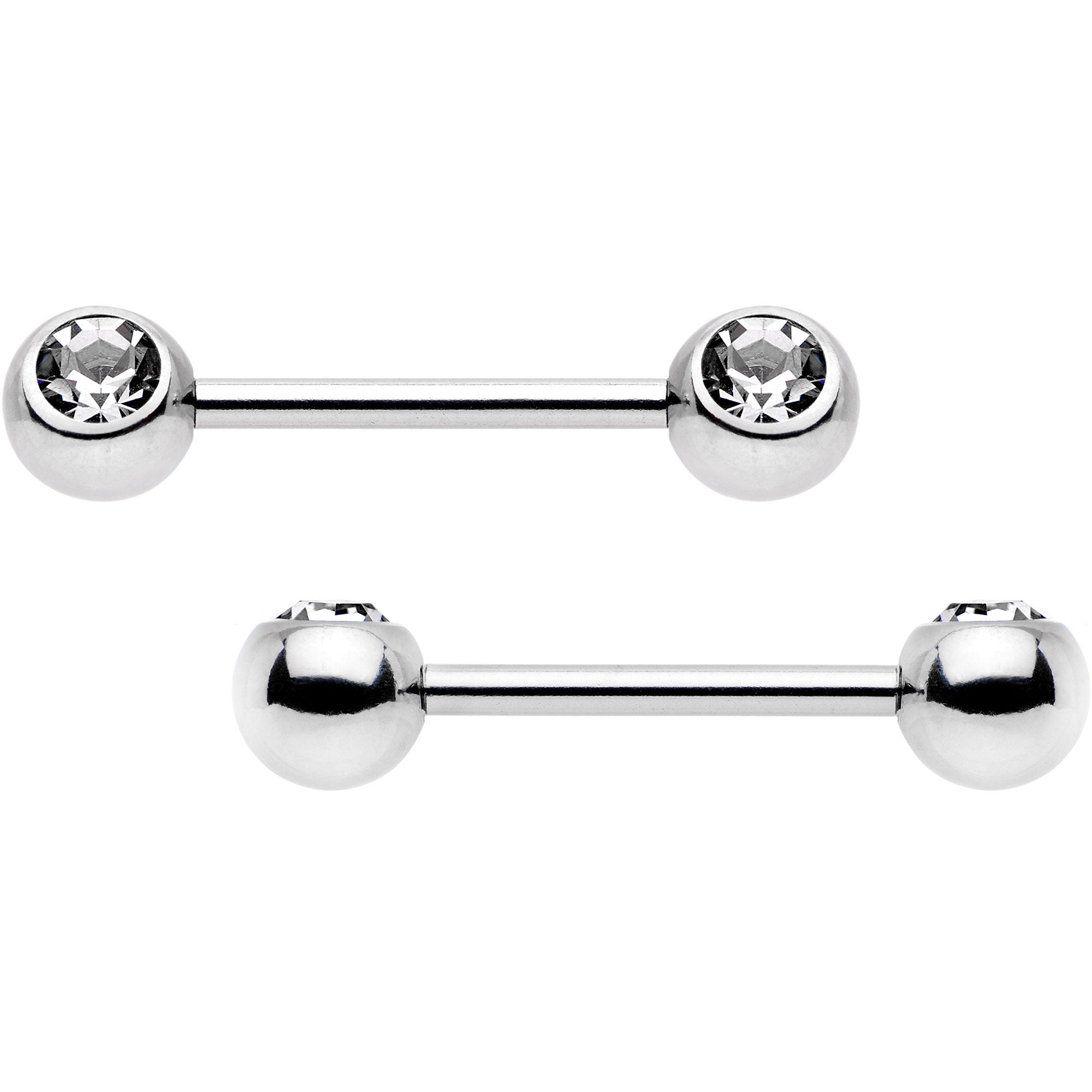 Clear Gem Rainbow PVD Stainless Steel Barbell Nipple Ring Set of 4