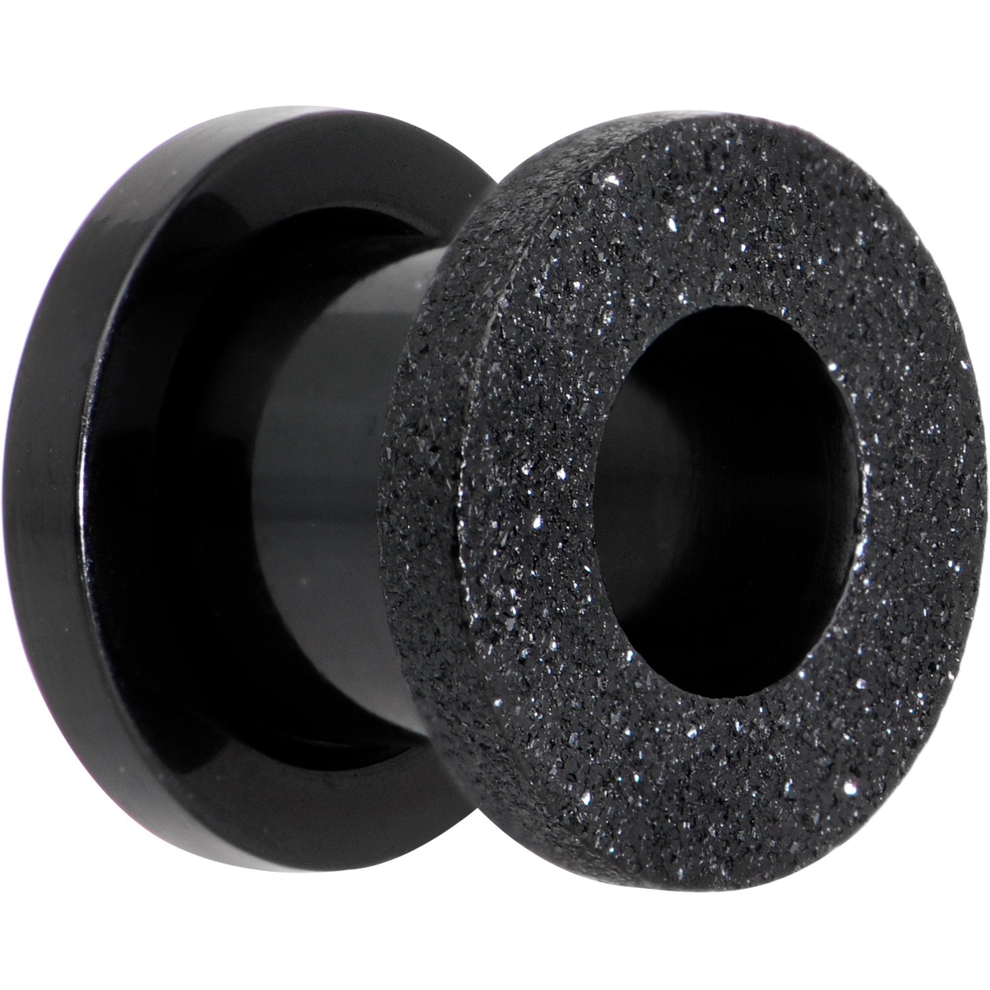 Black PVD Sandblasted Screw Fit Tunnel Plug Set 5mm to 16mm