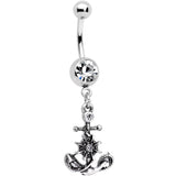 Clear Gem Best Friend Nautical Dangle Belly Ring Set of 2