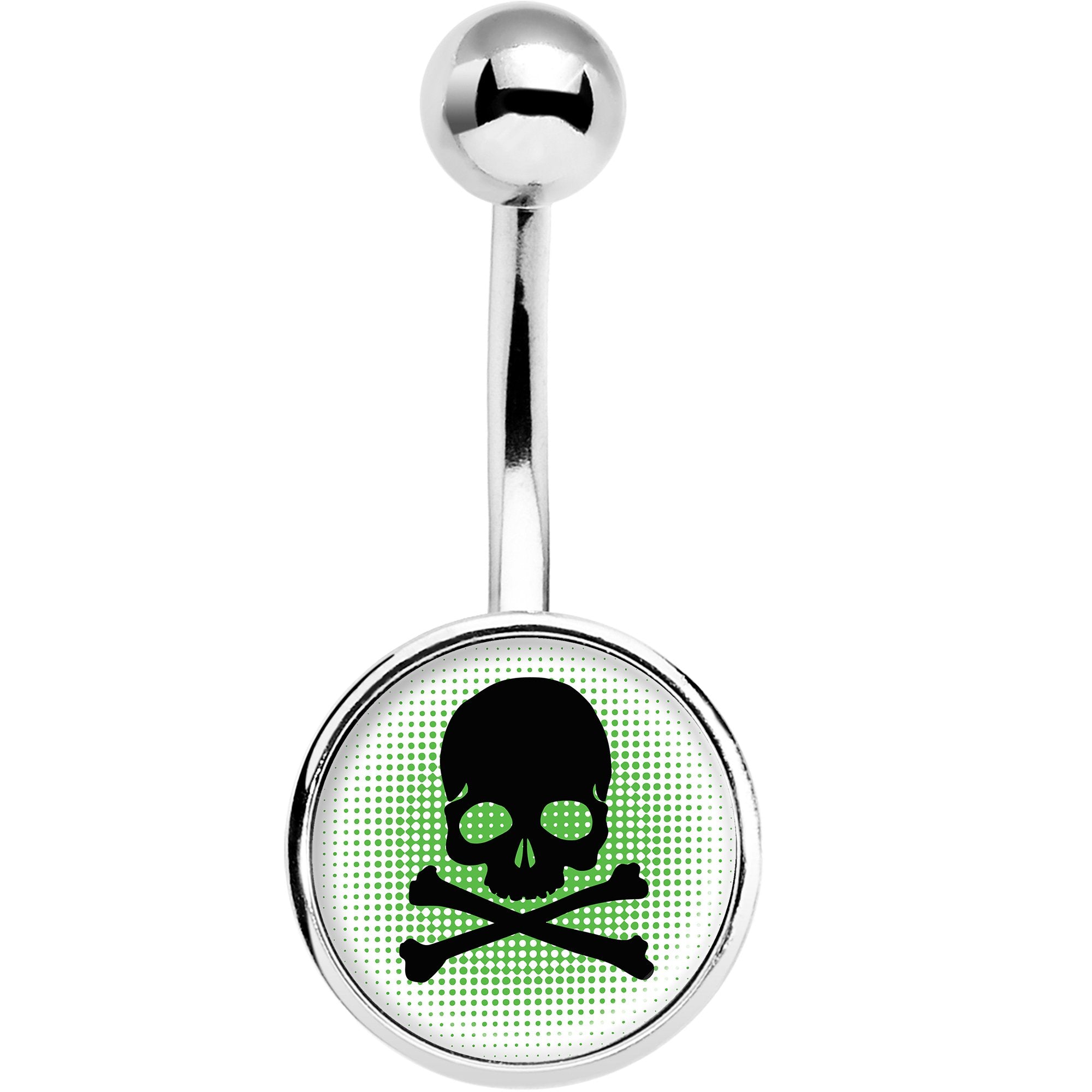 Green Black Skull  Stainless Steel Belly Ring lightweight comfortable