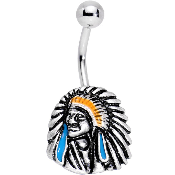 Southwestern Blue Warrior Headdress Belly Ring