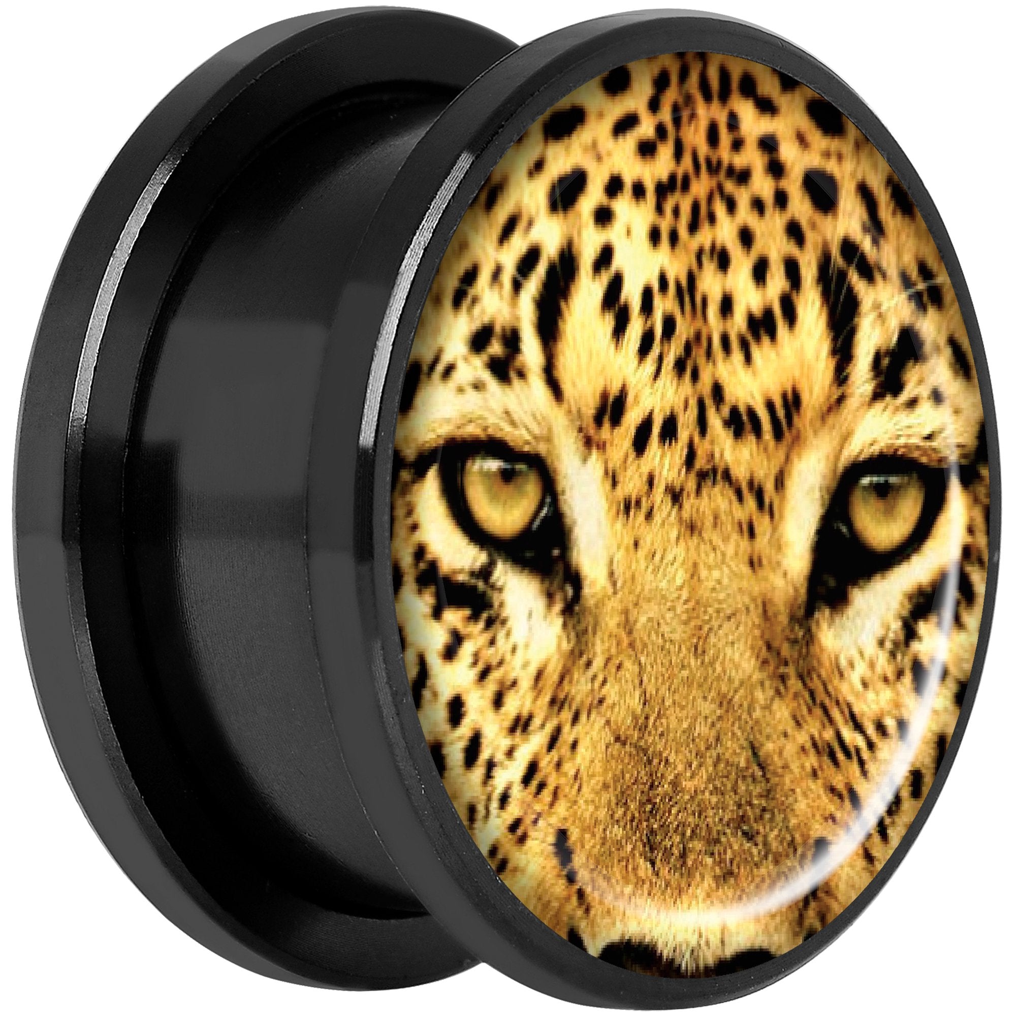 Full Color Leopard Eyes Black Anodized Screw Fit Plug Set 18mm