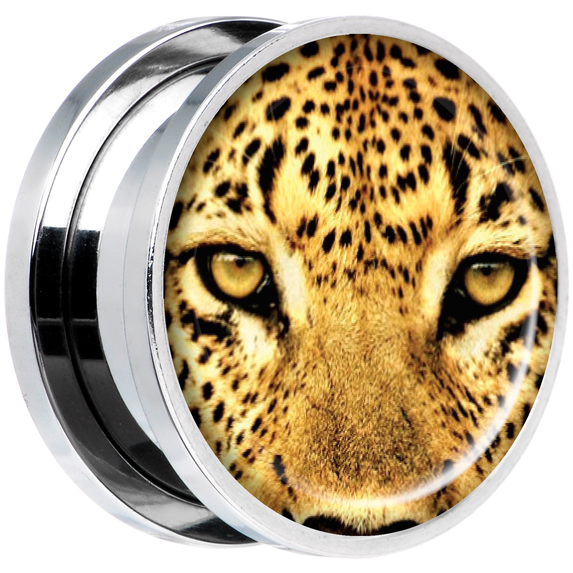Full Color Leopard Eyes Steel Screw Fit Plug Set 18mm