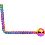 2mm Ball End Rainbow IP So Twisted L Shaped Nose Ring