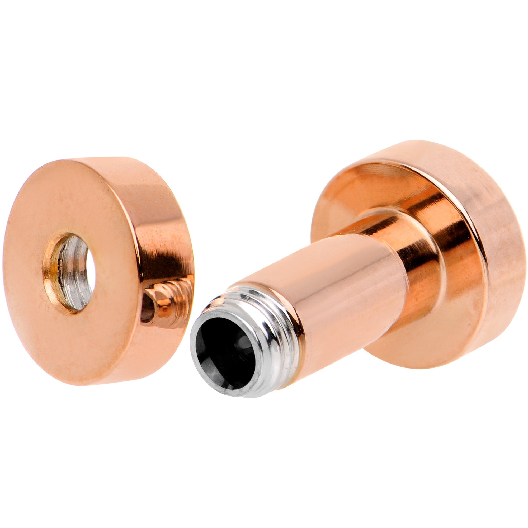 Clear CZ Gem Rose Gold PVD Bling Screw Fit Tunnel Plug Set 3mm to 16mm