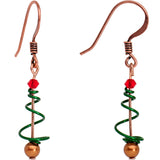 Copper Green Wire Christmas Tree Fishhook Earrings