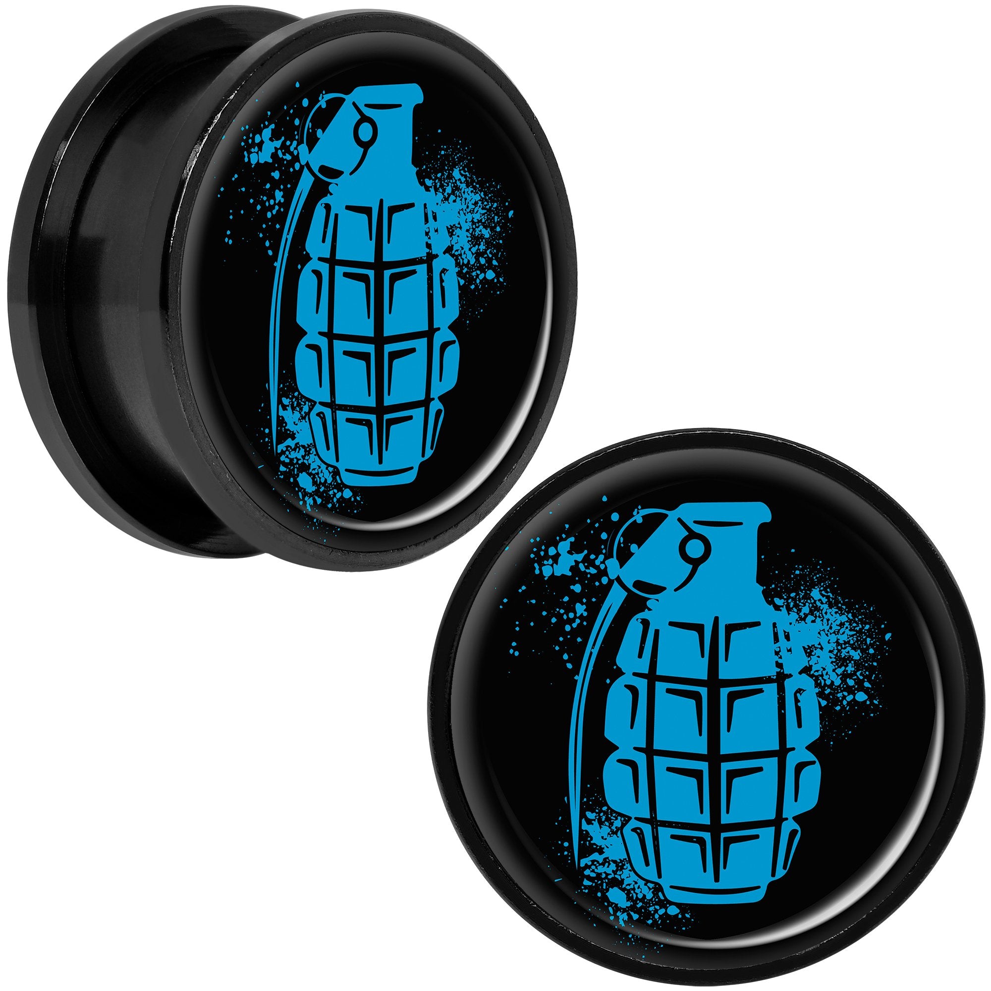 Blue Grenade Black Anodized Screw Fit Plug Set 20mm