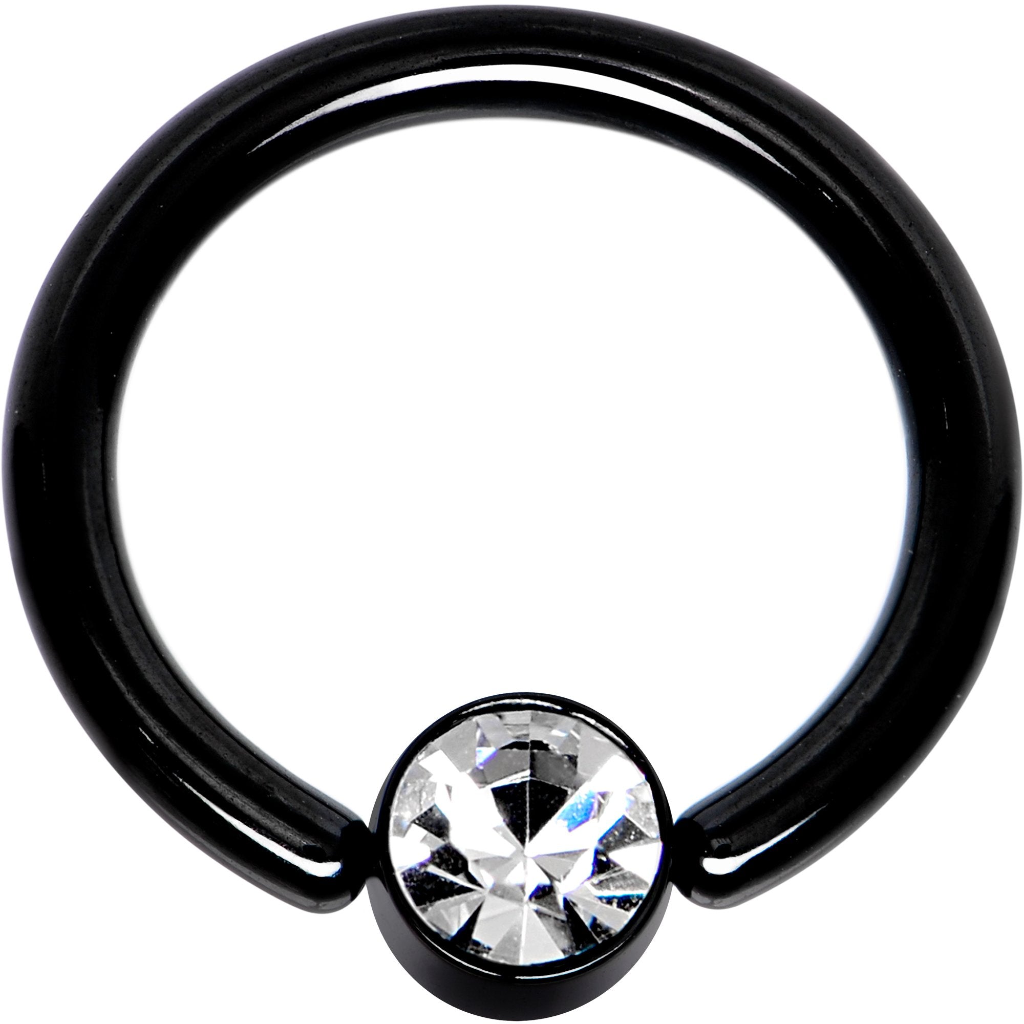 12 Gauge 1/2 Clear Gem 5mm Disc Black BCR Captive Ring