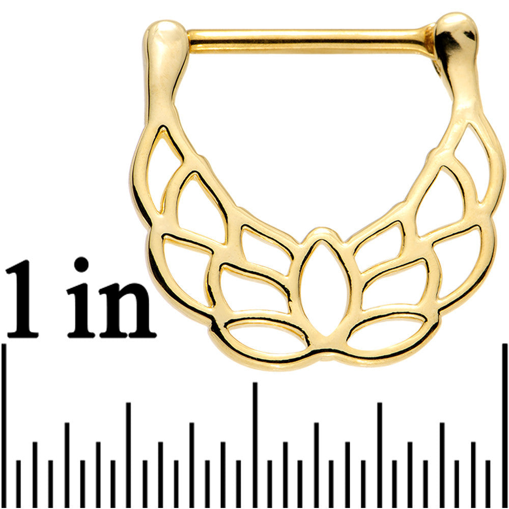 14 Gauge 9/16 Gold Plated Lovely Lotus Flower Nipple Clicker Set